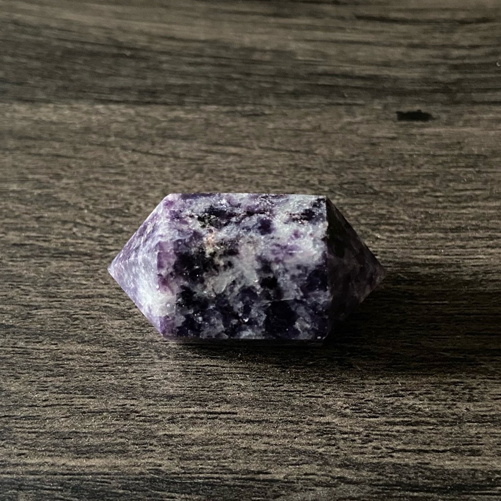 Lepidolite Crystal Double Point Carving